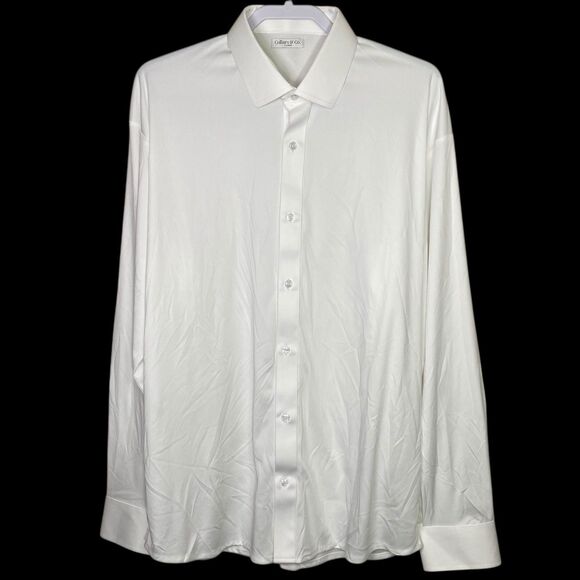 Collars & Co Polo Shirt Men XL White Long Sleeve Button Up Dress Collar NEW - Picture 1 of 8